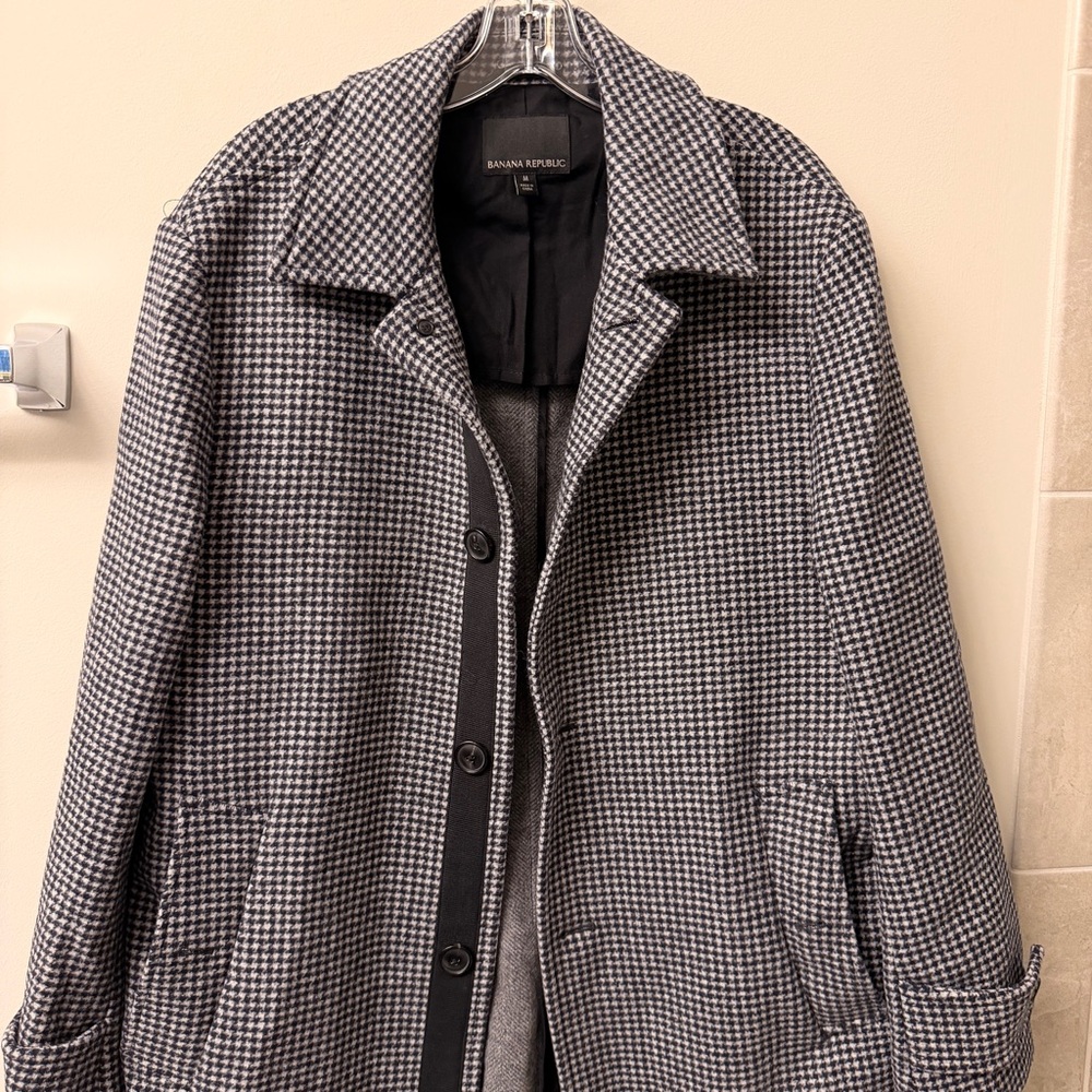 Banana Republic Black and White Italian Wool Coat